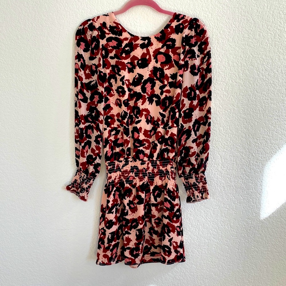 Parker Flutter Sleeve Leopard Ruffle Monet Dress - Women | Color: Pink